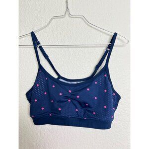 Aerie Sports Bra Navy Blue Pink Polka dot M